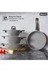 Gris Bio Granit 7 Parça Tencere Seti, Tava (Tencere Kapakları Dahil) - 5