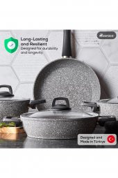 Gris Bio Granit 7 Parça Tencere Seti, Tava (Tencere Kapakları Dahil) - 8