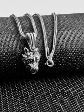 Kızgın Kurt Tasarımlı 925 Ayar Gümüş Kolye thumbnail 3