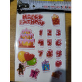 yapışkan etiket çıkartma stickerkuşe kağıt doğum günü 5 adet - 1