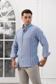 Advante Hasırlı Dokumalı Slimfit Çizgili Yaka Düğmeli Mevsimlik Kumaş Erkek Gömlek thumbnail 1