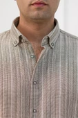 Advante Hasırlı Dokumalı Slimfit Çizgili Yaka Düğmeli Mevsimlik Kumaş Erkek Gömlek thumbnail 10