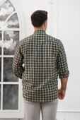 Advante Geniş Ve Rahat(Bol) Kesim Cepli Ekoseli Yaka Düğmeli Klasik Erkek Gömlek thumbnail 10