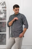 Advante Geniş Ve Rahat(Bol) Kesim Cepli Ekoseli Yaka Düğmeli Klasik Erkek Gömlek thumbnail 12