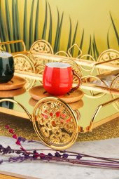 Otantik Gold Araba Desenli 1 Takım 2 Boy Lüks Sunumluk, Ikramlık , Hediyelik Tepsi - 3