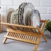Bambu Tabaklık Katlanabilir Bulaşıklık Antibakteriyel Orta Boy Bambu Bulaşıklık 39x32 cm - 2