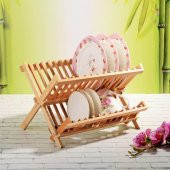 Bambu Tabaklık Katlanabilir Bulaşıklık Antibakteriyel Orta Boy Bambu Bulaşıklık 39x32 cm - 3