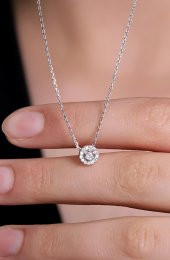 Gümüş Hayalet Kolye Mini Minimal Kadın Gümş Kolye - 1