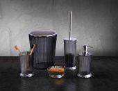 Primanova Banyo Seti 5 Parça Nely Şeffaf Siyah - 1