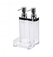 Primanova 2Li Sıvı Sabunluk Süngerli Viva Şeffaf Krom - 1