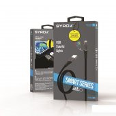 Syrox C136AL 2.4A Lightning İphone RGB Hasir Hızlı Şarj Data Kablosu - 5