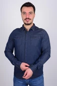 Cazador 23KCEJJ02705 Lacivert Önü Çıtçıtlı Erkek Kot Gömlek - 1