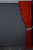 BÜYÜK PETEK MODEL KIRMIZI  RENK TEK KANAT Hazır dikilmiş Pileli Fon Perde 75*260 cm thumbnail 5