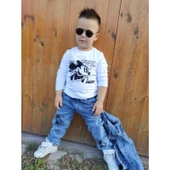 MODAVALS MICKEY BASKILI UZUN KOLLU ERKEK ÇOCUK KOT KOMBİN - 9