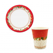 Yılbaşı Karton Tabak Bardak 8 li - 1