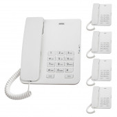 Karel TM140 Analog Masaüstü Kablolu Telefon 5'li Fırsat Paketi Beyaz - 1