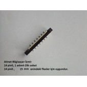 14 Pin 1Mm Adımlı Dik Flex Soketi Flex Ffc Konnektörü 14-1-Dik - 1
