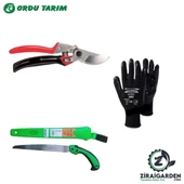 TGR TOOLS SK-5 Budama Makası -Beybi Pu Touch Eldiven NO.10 - Hand Sfd 270mm Kılıflı Testere İnce Diş Yeşil 3Lü set - 1
