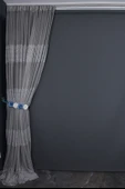 KDK 1260 DESEN GRİ RENK TEK KANAT Hazır dikilmiş Pileli Fon Perde 300*260 cm thumbnail 5