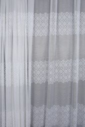 KDK 1420 DESEN KIRIK BEYAZ RENK TEK KANAT Hazır Dikilmiş Pileli Fon Perde 300*260 Cm thumbnail 2