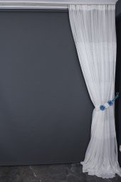 KDK 1420 DESEN KIRIK BEYAZ RENK TEK KANAT Hazır Dikilmiş Pileli Fon Perde 300*260 Cm thumbnail 6