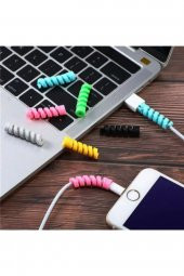 Micro USB - Type C - iPhone lightning Kablo Spiral Kablo Koruyucu Mavi 1 ADET - 3