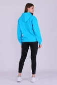 Turkuaz Basic Oversize Kadın Kapüşonlu Hoodie 3 iplik Sweatshirt thumbnail 3