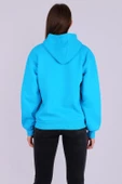 Turkuaz Basic Oversize Kadın Kapüşonlu Hoodie 3 iplik Sweatshirt thumbnail 7