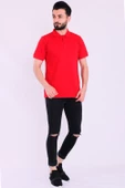 Kırmızı Basic Polo Yaka Erkek Tshirt - 5