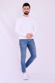 Beyaz Basic Erkek 2 iplik Sweatshirt thumbnail 5