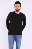 Siyah Basic Erkek 2 iplik Sweatshirt - 3