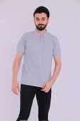 Gri Basic Polo Yaka Erkek Tshirt - 4