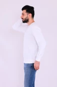 Beyaz Basic Erkek 2 iplik Sweatshirt thumbnail 2