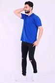 Saks Mavi Basic Polo Yaka Erkek Tshirt - 5
