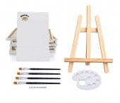 sanatsal set 25x35 tuval + 28x38 cm masa üstü şövale ve ipek fırça seti thumbnail 1