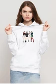 Blackpink Minimalist Beyaz Kadın 3ip Kapşonlu Sweatshirt thumbnail 1