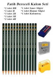 Resim Kalemi Fatih Dereceli Kalem Seti Karakalem Seti HB H 2H 3H 4H 16lı Set Sınav Silgisi ve Hamur Silgi Kalemtraş - 1
