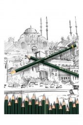 Resim Kalemi Fatih Dereceli Kalem Seti Karakalem Seti HB H 2H 3H 4H 16lı Set Sınav Silgisi ve Hamur Silgi Kalemtraş - 6