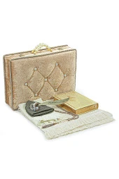 Sandıklı Çeyizlik Seccade Seti Damat Gelin Bohçasına Uygun Hediyelik Şal Kuranı Kerim Seti Gold thumbnail 2