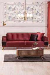 Modalife Demre Üçlü Kanepe Yataklı - Gül Kurusu - 1