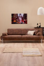 Modalife Cross Üçlü Kanepe Yataklı - Kahve - 1