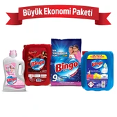 Bingo Büyük Ekonomi Paketi ; Çamaşır Yumuşatıcısı + Bulaşık Sıvısı + Yüzey Temizleyicisi Mutlu Yuvam - 1