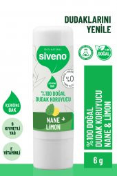 Siveno %100 Doğal Dudak Koruyucu Nane & Limon Bitkisel Lipbalm Krem Nemlendirici Parlatıcı Onarıcı 6 G - 3