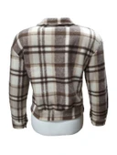 Viya V00792 Kadın Polar Ekose Kareli Fermuarlı Mini Ceket thumbnail 2