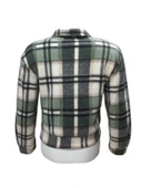 Viya V00792 Kadın Polar Ekose Kareli Fermuarlı Mini Ceket thumbnail 4