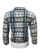 Viya V00792 Kadın Polar Ekose Kareli Fermuarlı Mini Ceket thumbnail 6