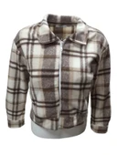 Viya V00792 Kadın Polar Ekose Kareli Fermuarlı Mini Ceket thumbnail 1