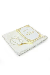 Beyaz 50 Adet İsim Baskılı Deri Ciltli Orta Boy Yasin Kitabı Seccade Seti Mevlit Hediyesi thumbnail 3