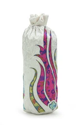 İpek Dokulu Taşıma Çantalı Ebruli Lale Desenli Seccade - Fuşya thumbnail 7