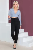 Şifon Crop Bluz 1766-Gri - 2